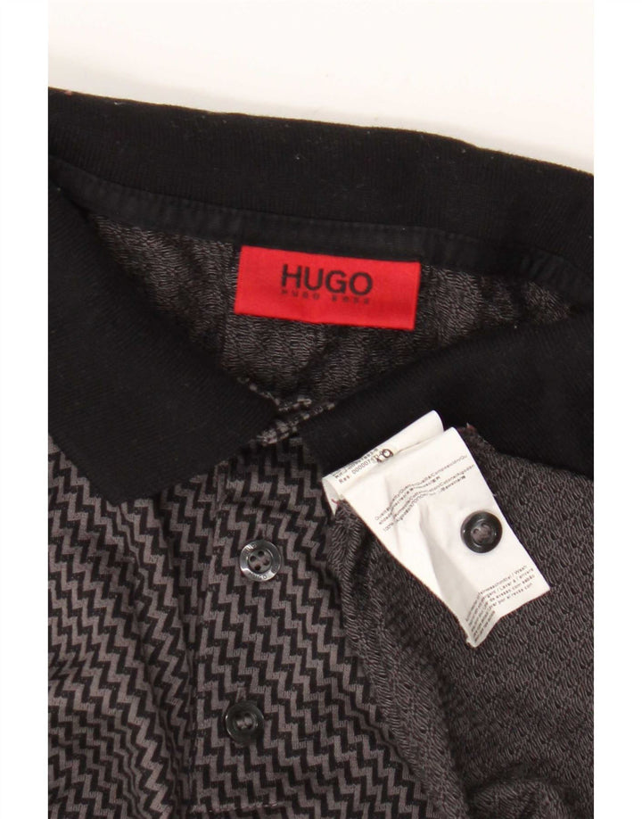 Hugo Boss Herren-Poloshirt aus mittelgrauer Chevron-Baumwolle