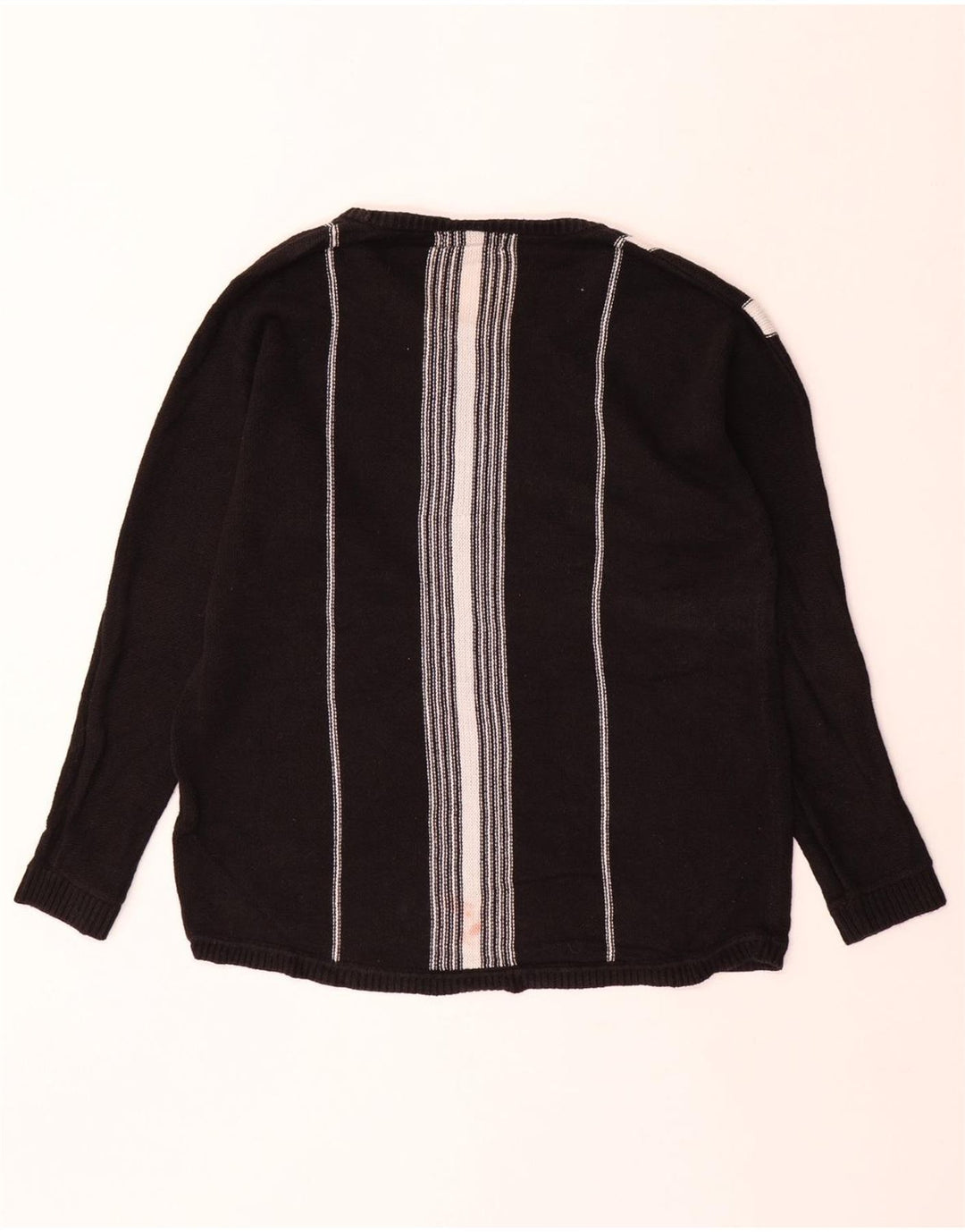 CALVIN KLEIN Herren-Pullover mit U-Boot-Ausschnitt, mittelschwarz, gestreift, Baumwolle