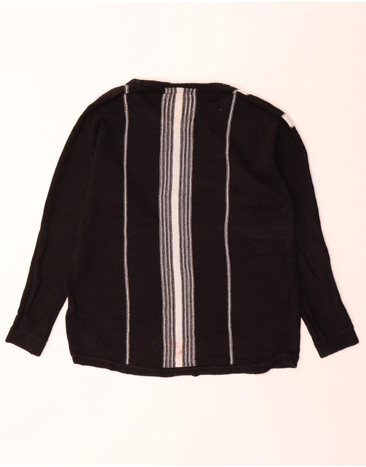 CALVIN KLEIN Herren-Pullover mit U-Boot-Ausschnitt, mittelschwarz, gestreift, Baumwolle