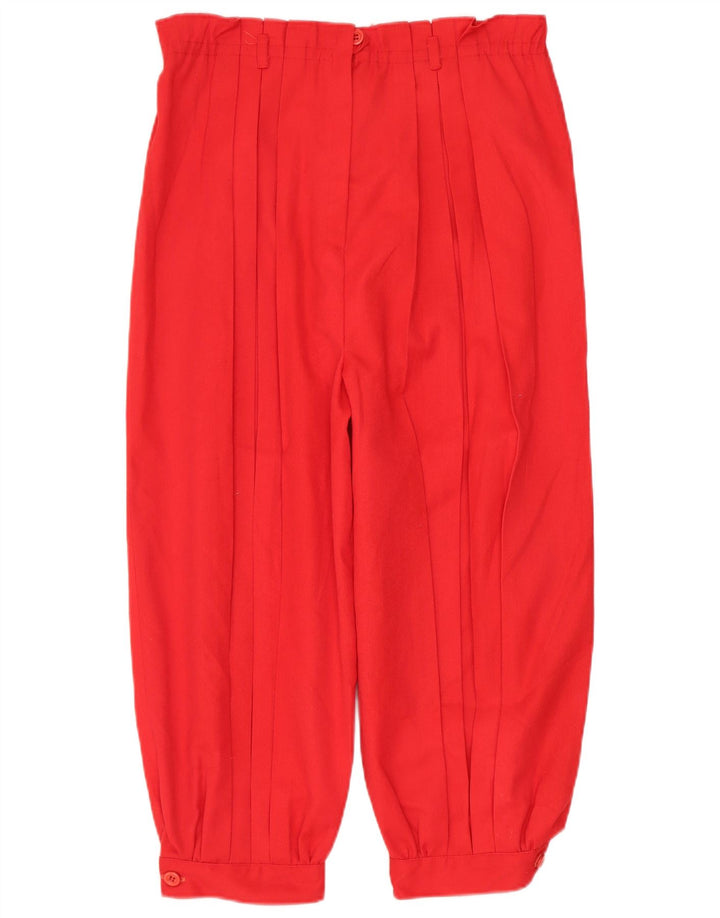 VINTAGE Capri-Hose mit hohem Bund für Damen, W28, L18, rotes Polyester