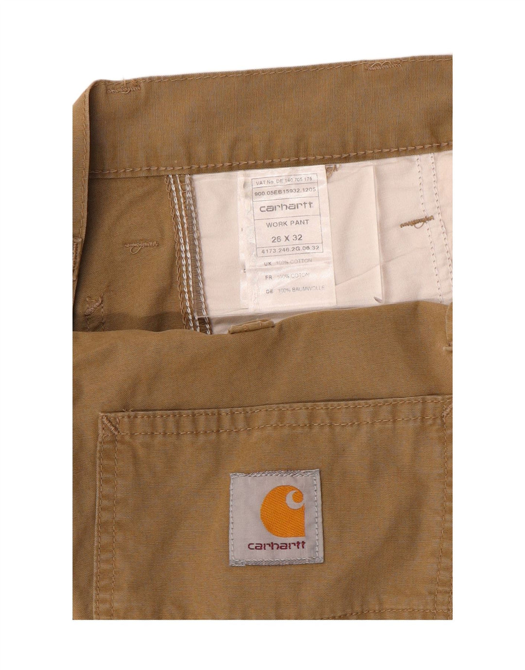 Carhartt Herren Workwear Capri Chino Hose W26 L17 Khaki Baumwolle
