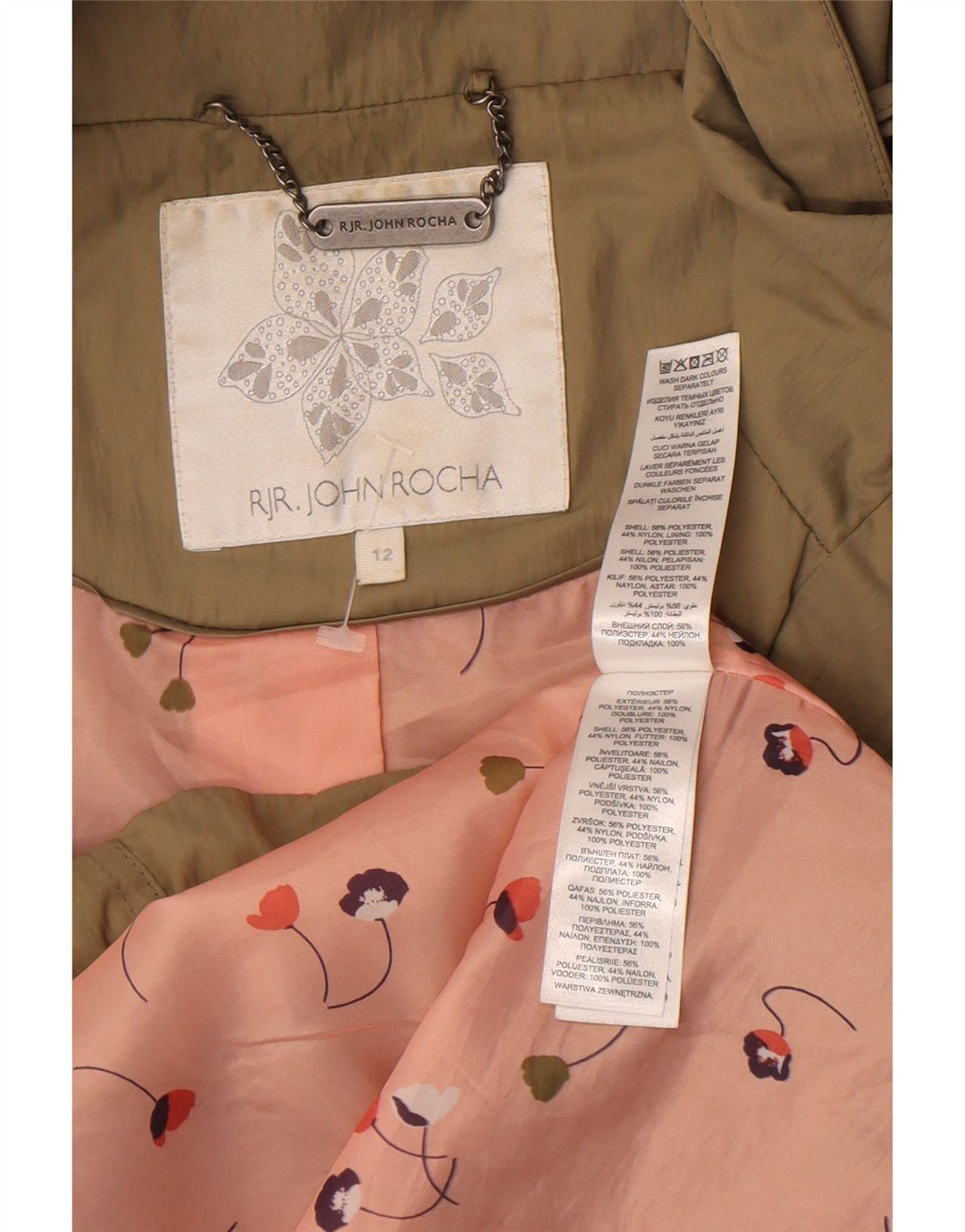 John Rocha Damen-Parkajacke mit Kapuze, UK 12, mittleres Khaki, Polyester