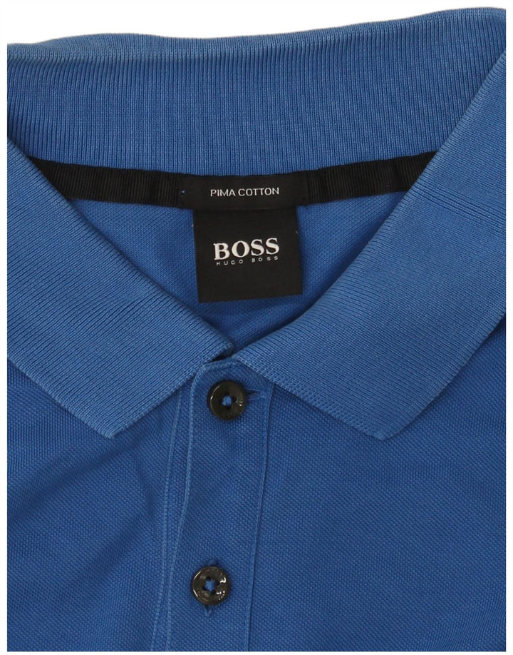 Hugo Boss Herren Poloshirt XL Blau Baumwolle Designer
