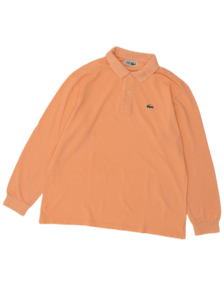 Lacoste Herren-Langarm-Poloshirt, Größe 5, große orangefarbene Baumwolle