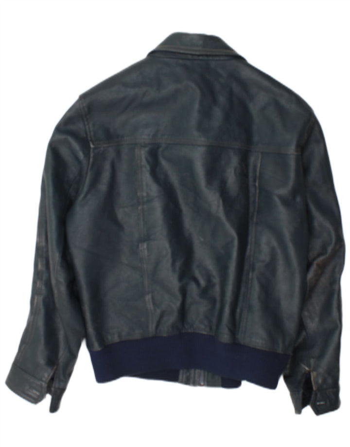 C&A Herren Lederjacke UK 36 Small Blaues Leder