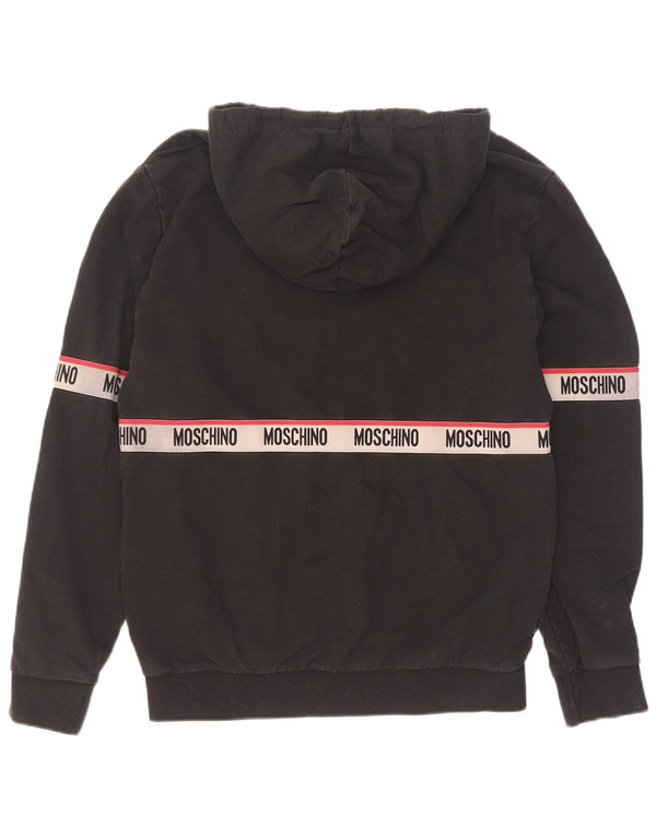 Moschino Mens Graphic Hoodie Jumper Medium Black Colourblock Cotton