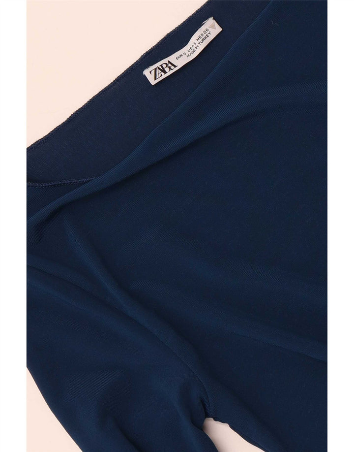 Zara Damen Top Langarm UK 8 Small Marineblau