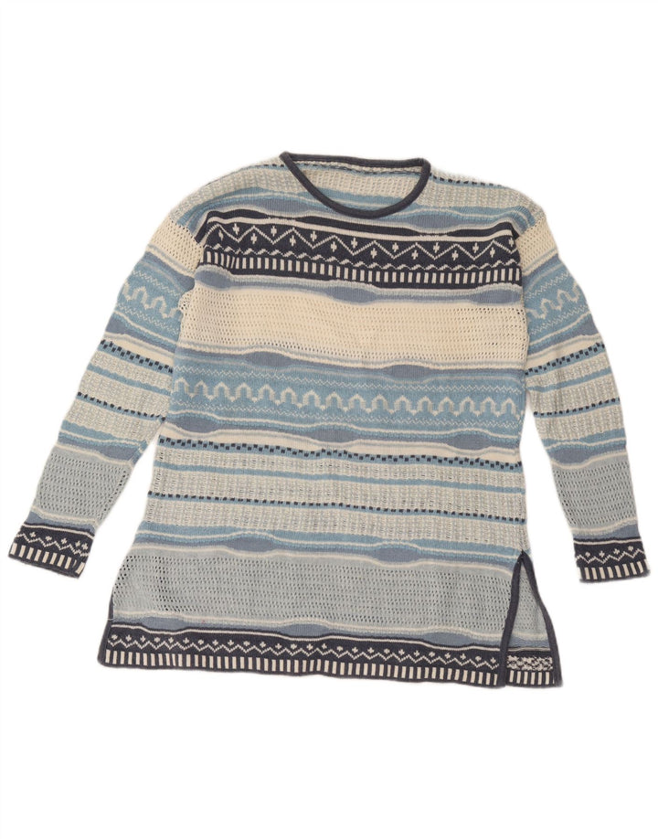 Vintage Damen Pullover mit U-Boot-Ausschnitt, UK 12, mittelmehrfarbig gestreift