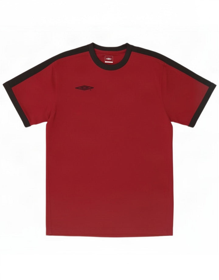 Umbro Herren Grafik-T-Shirt-Oberteil, großes rotes Farbblock-Polyester
