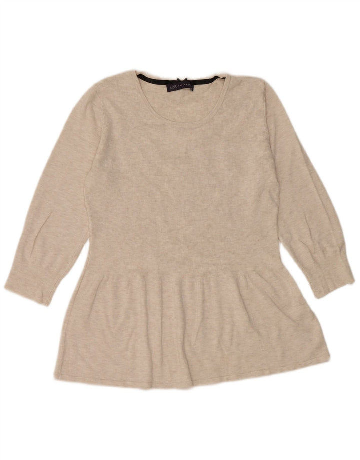 Marks & Spencer Damen-Top, 3/4-Ärmel, UK-Größe 12, Mittelbeige, gesprenkelte Viskose