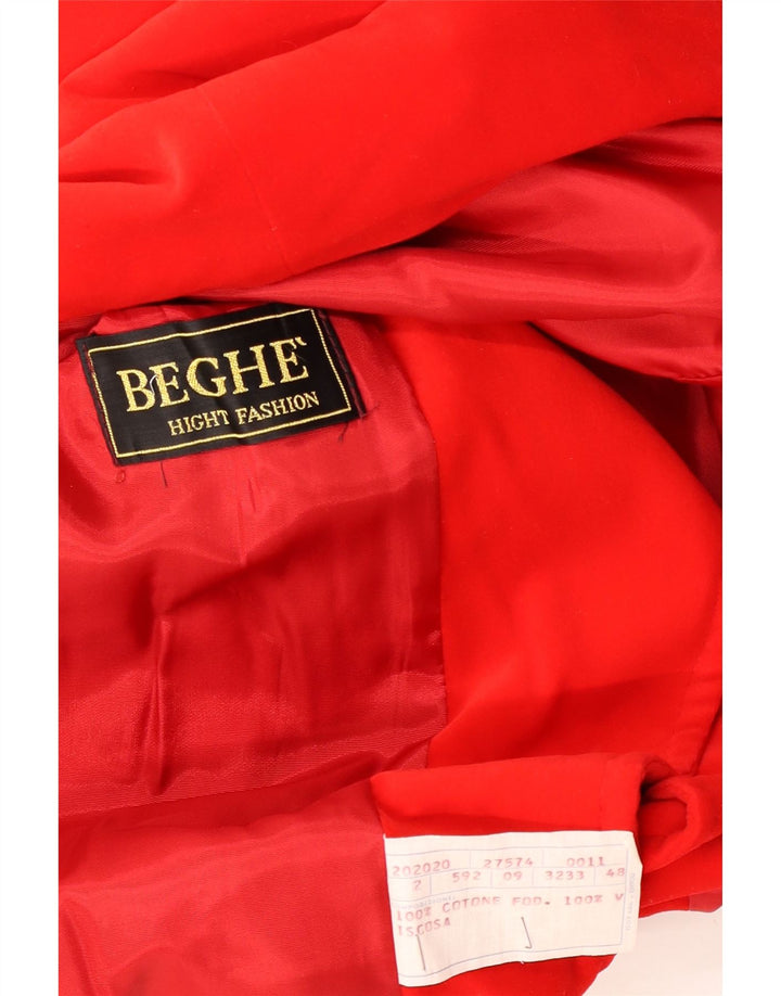 Vintage Damen 2-Knopf-Blazerjacke IT 48 XL Rote Baumwolle