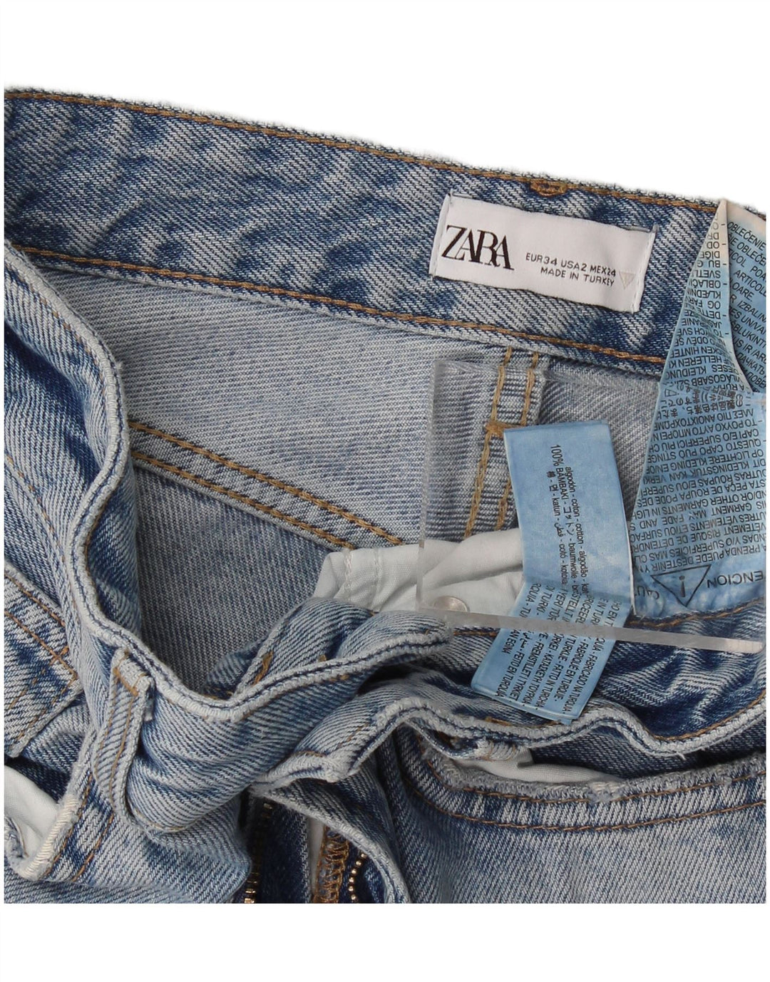 Zara Damen Bootcut Jeans EU 34 2XS W24 L33 Blaue Baumwolle
