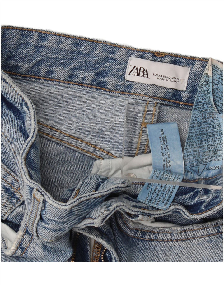 Zara Damen Bootcut Jeans EU 34 2XS W24 L33 Blaue Baumwolle
