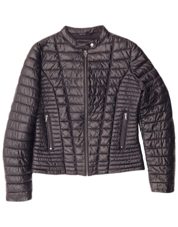 GUESS Damen Wattierte Jacke UK 14 Medium Marineblau Polyurethan