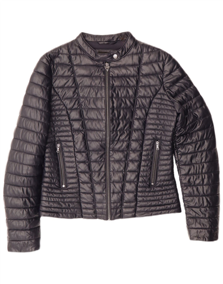 GUESS Damen Wattierte Jacke UK 14 Medium Marineblau Polyurethan