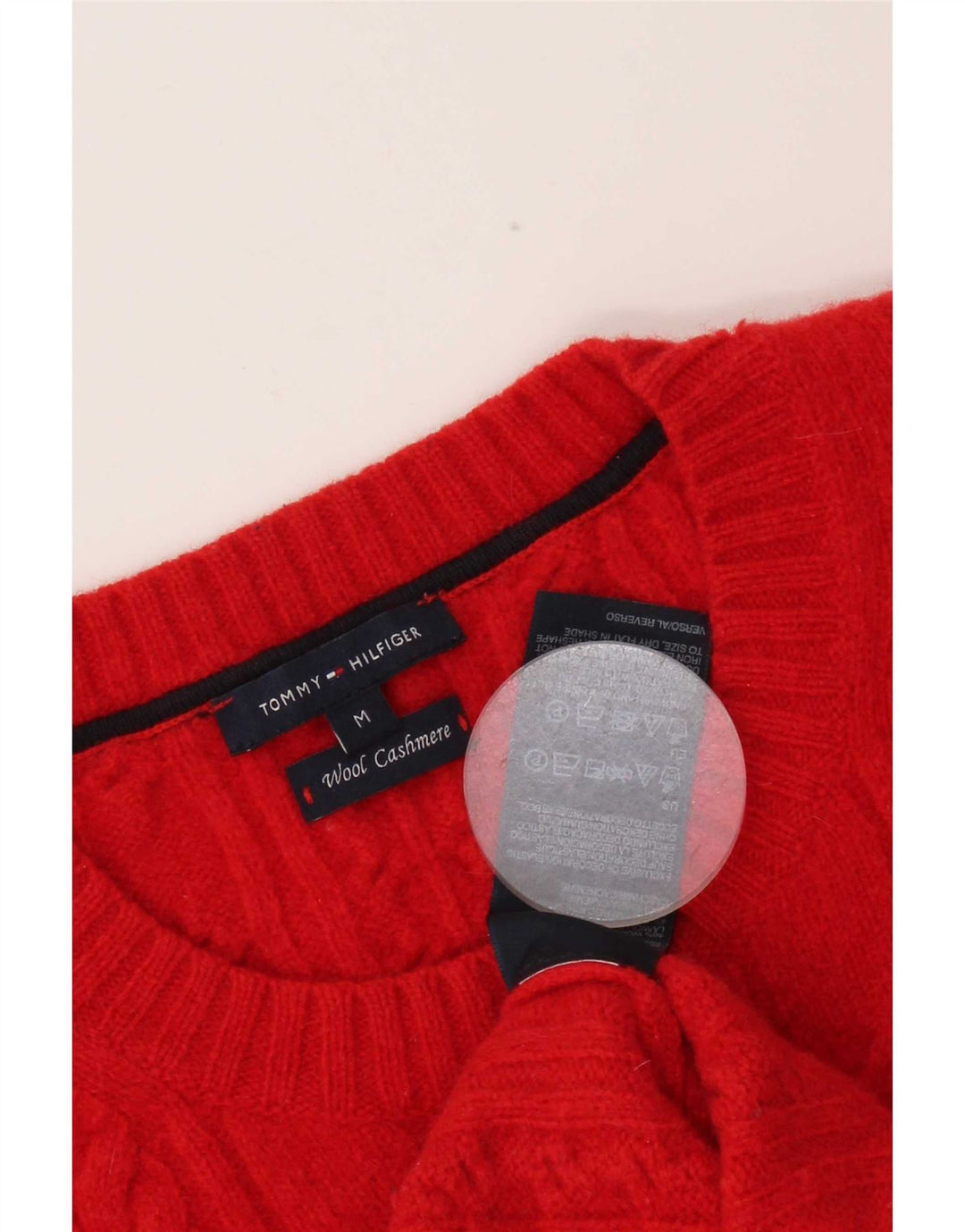 Tommy Hilfiger Damen-Pullover mit Rundhalsausschnitt, UK 12, mittelrote Wolle
