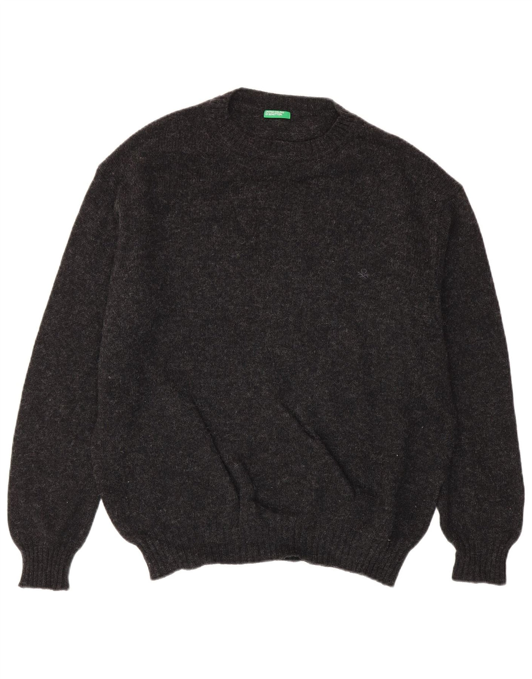 Benetton Herren-Pullover mit Rundhalsausschnitt, XL, Grau meliert