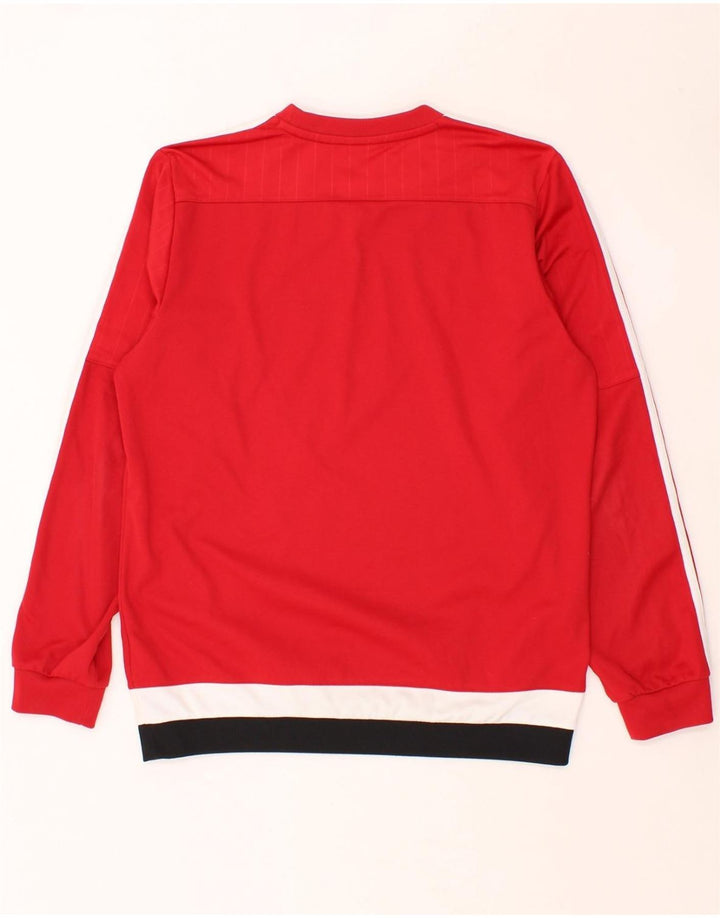 ADIDAS Mens Sweatshirt Jumper Medium Red Striped Polyester Vintage Adidas and Second-Hand Adidas from Messina Hembry 
