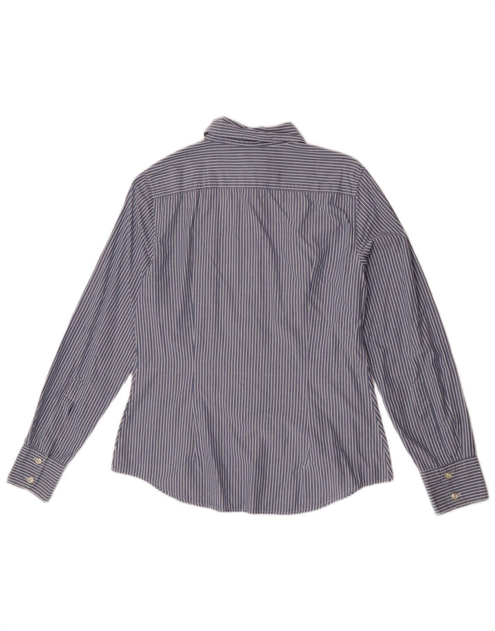 Benetton Damenhemd UK 14 Mittelblauer Nadelstreifen