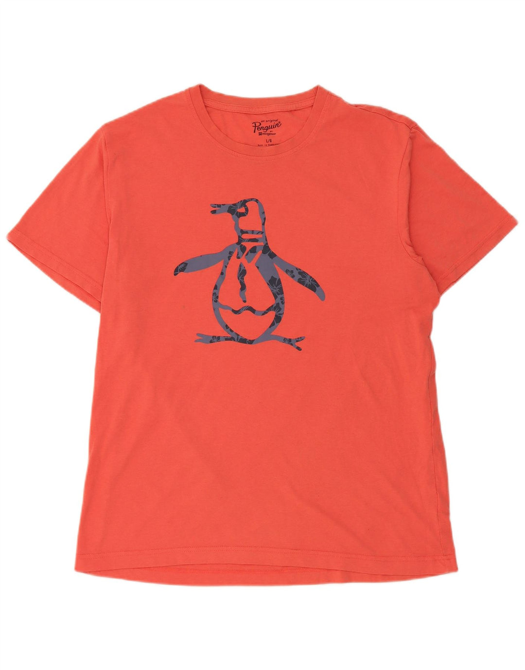 Penguin Herren-T-Shirt mit Grafik, groß, aus orangefarbener Baumwolle