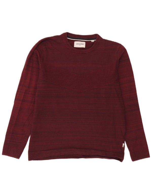 Jack & Jones Herren-Pullover mit Rundhalsausschnitt, XL, bordeauxfarbene Nadelstreifen-Baumwolle