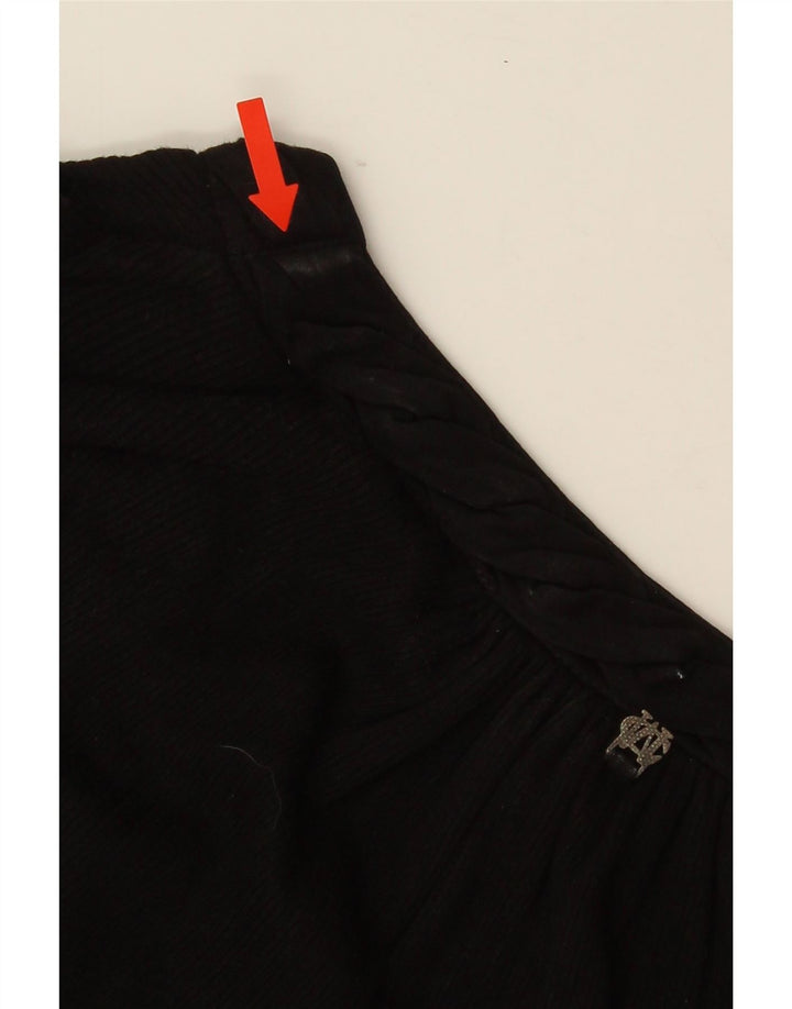 Marlboro Classics Damen Top Langarm UK 14 Große schwarze Baumwolle