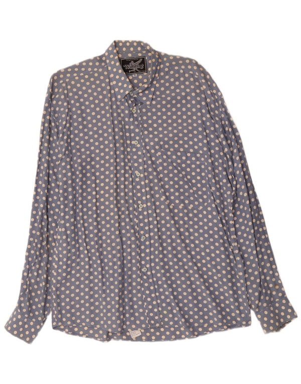 Vintage Herrenhemd XL Blau Polka Dot Viskose