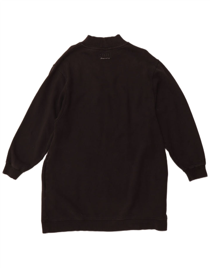 SUPERDRY Sweatshirt-Pulloverkleid mit Grafik für Damen, UK 14, Größe L, Schwarz, Baumwolle