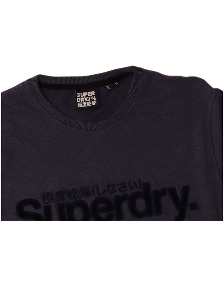 SUPERDRY Herren Grafik-T-Shirt-Oberteil XL aus blauer Baumwolle