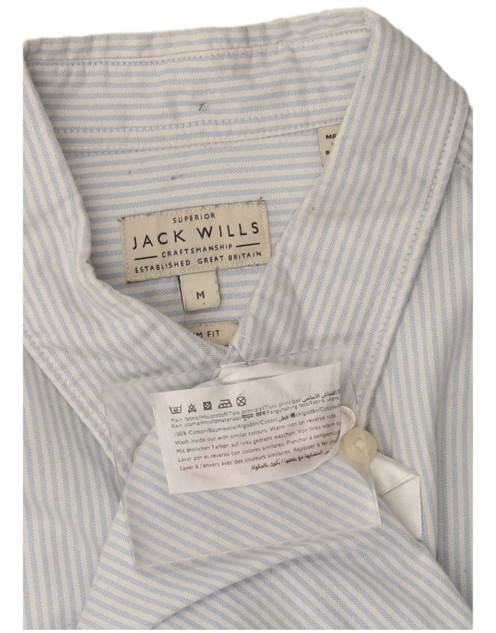 JACK WILLS Mens Slim Fit Shirt Medium Blue Pinstripe Cotton