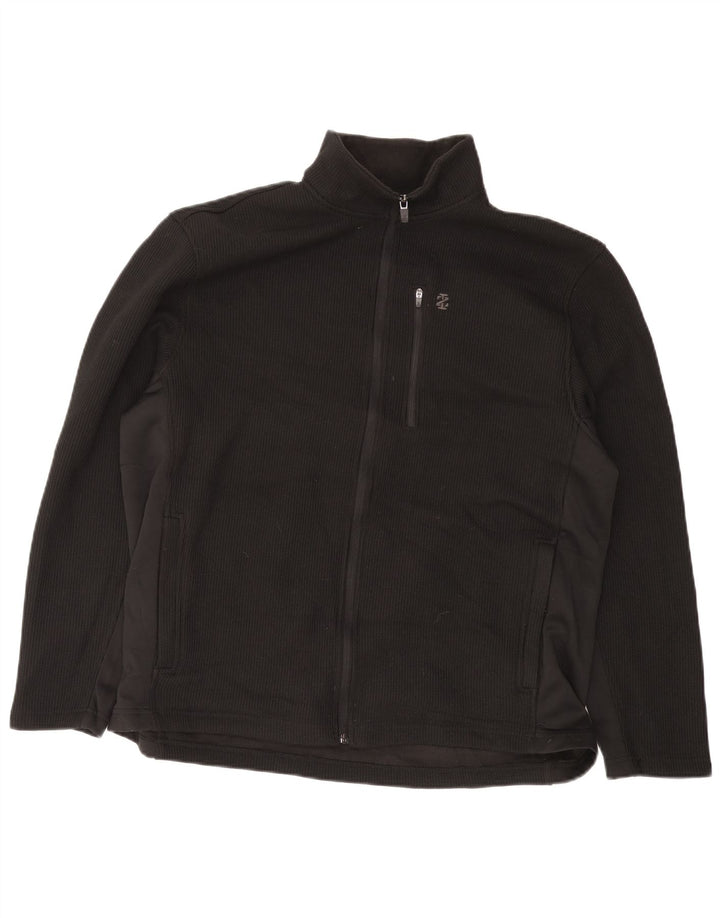 IZOD Herren-Trainingsanzug-Oberteil, Jacke, groß, aus schwarzem Polyester