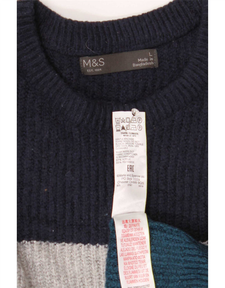Marks & Spencer Herren-Pullover mit Rundhalsausschnitt, Größe L, mehrfarbig
