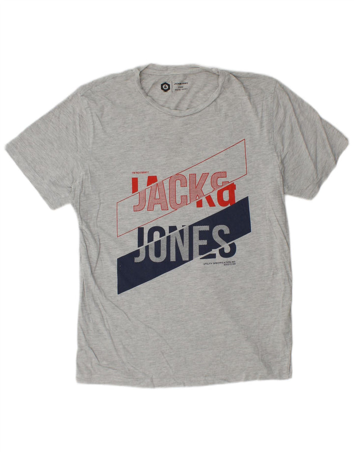 Jack & Jones Herren-T-Shirt mit Grafik, mittelgraue Baumwolle