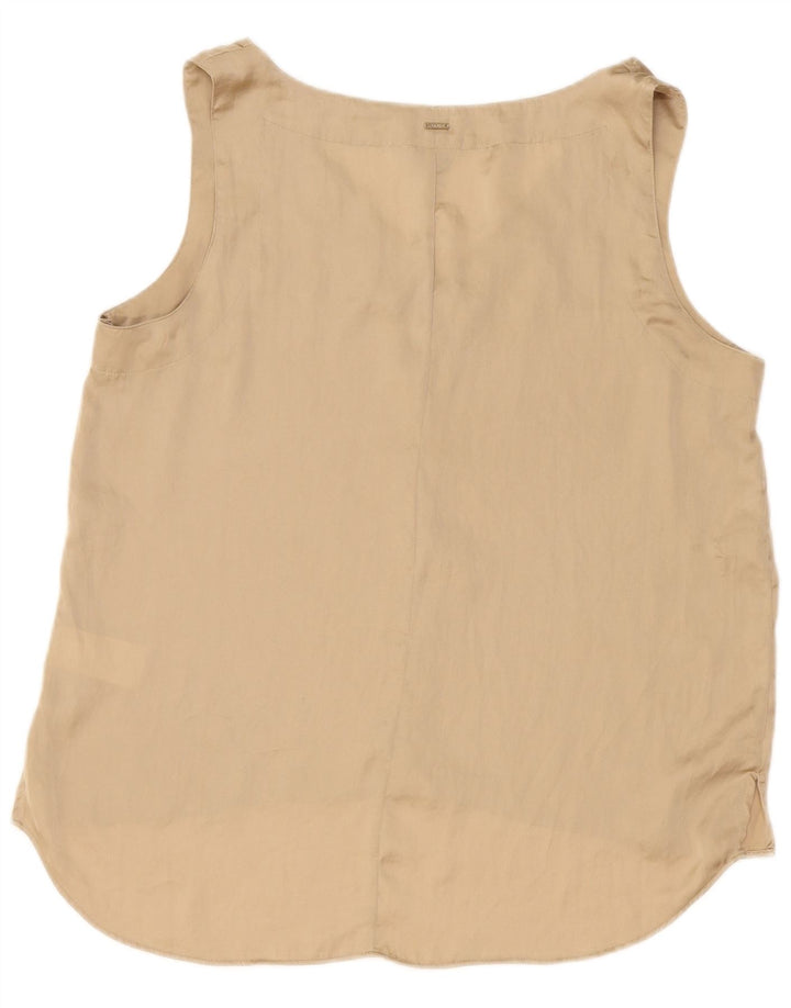 Dkny Damen Ärmelloses Blusenoberteil UK 18 XL Beige Polyester