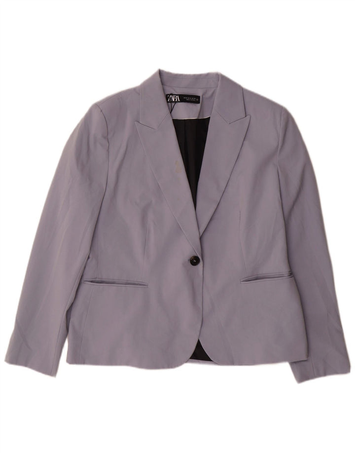 Zara Damen 1-Knopf-Blazerjacke EU 46 2XL Lila Polyester