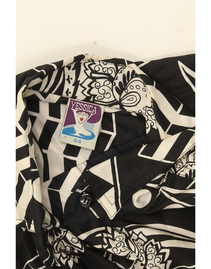 Yessica Damen-Hemdbluse mit abstraktem Muster, IT 44, mittlere schwarze Seide