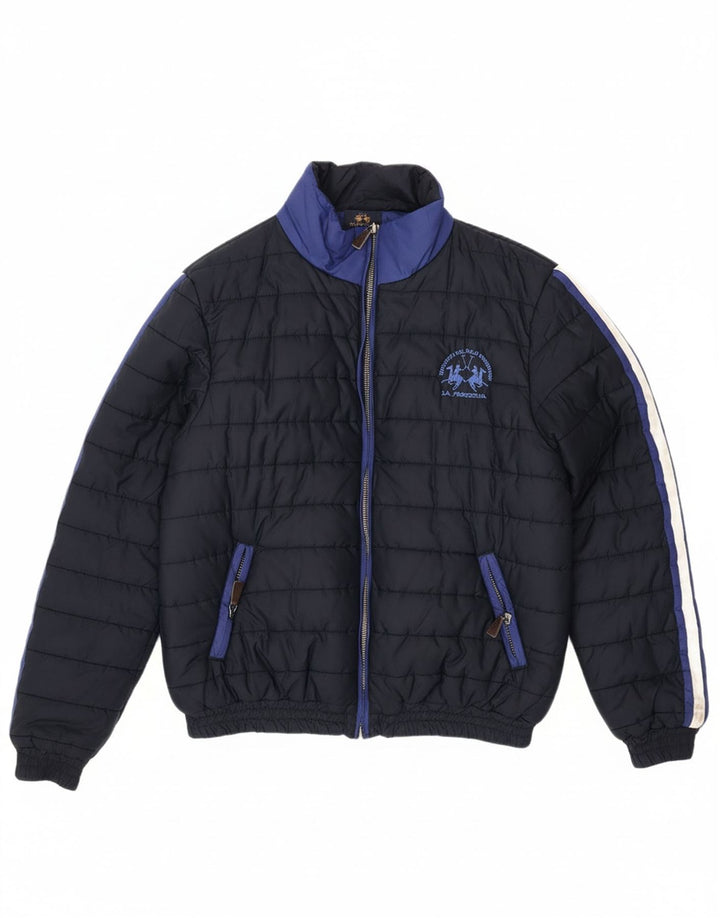 LA MARTINA Boys Padded Jacket 15-16 Years Navy Blue Colourblock Polyester