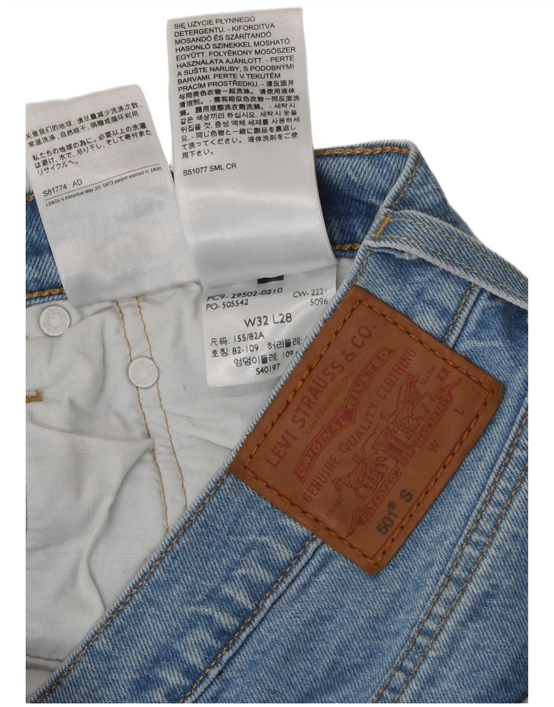 Levi's Damen 501 Distressed Straight Jeans W32 L28 Blaue Baumwolle