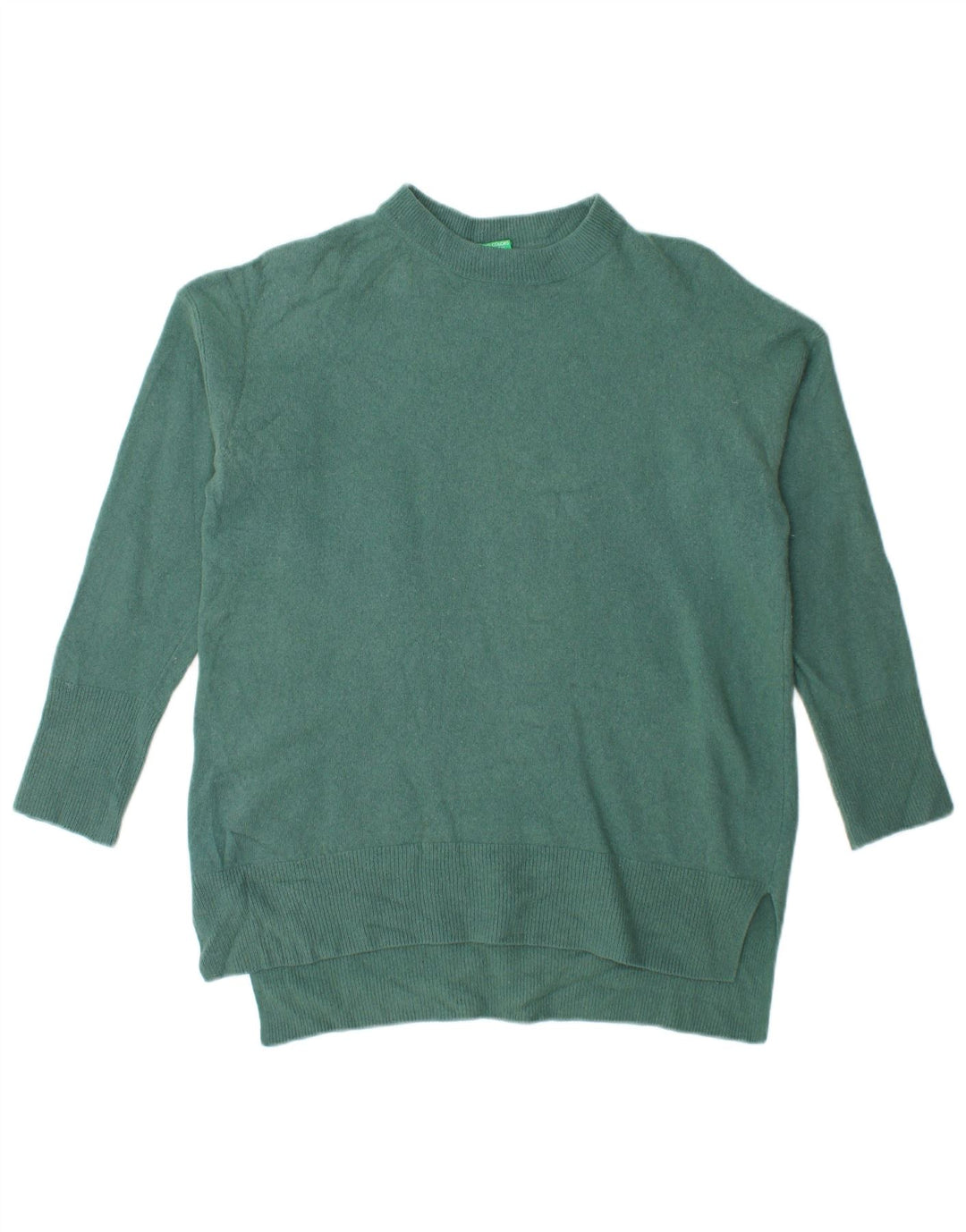 Benetton Damen-Pullover, übergroß, Rundhalsausschnitt, Gr. 10, Größe S, Grün