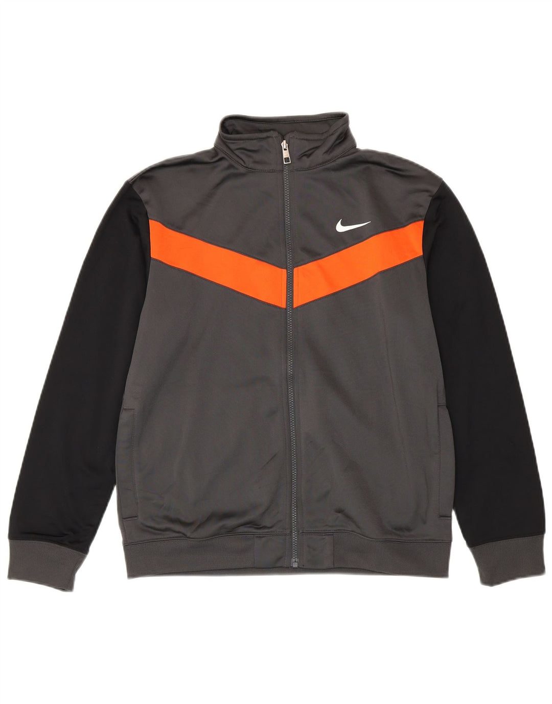 Nike Jungen-Trainingsanzug-Top-Jacke, 13–14 Jahre, XL, graues Colourblock-Polyester