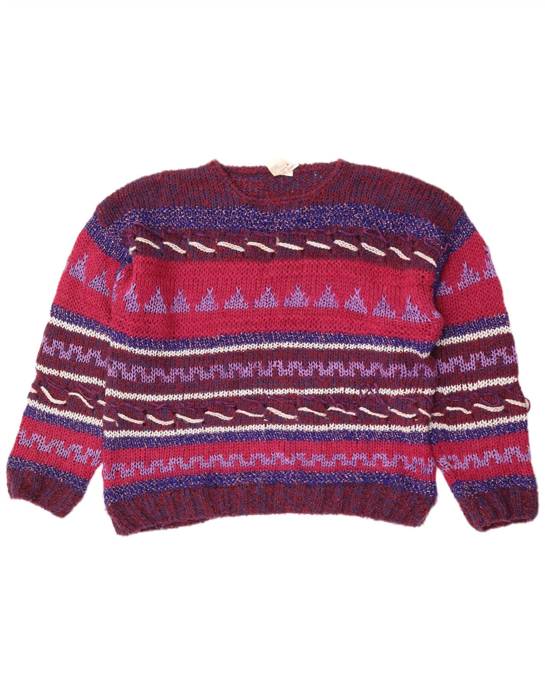 Vintage Damen Pullover mit Rundhalsausschnitt IT 44/46 Medium Mehrfarbig