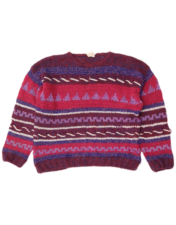 Vintage Damen Pullover mit Rundhalsausschnitt IT 44/46 Medium Mehrfarbig