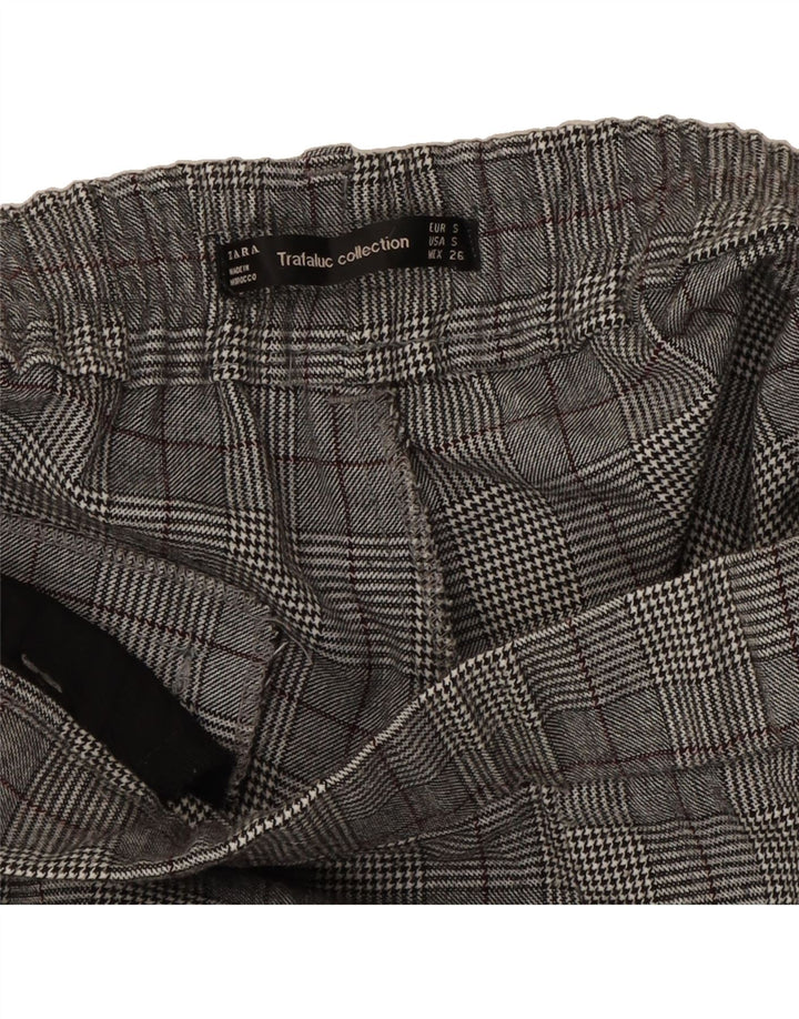 ZARA Womens Wide Leg Cropped Trousers Small W27 L25 Grey Check Vintage Zara and Second-Hand Zara from Messina Hembry 