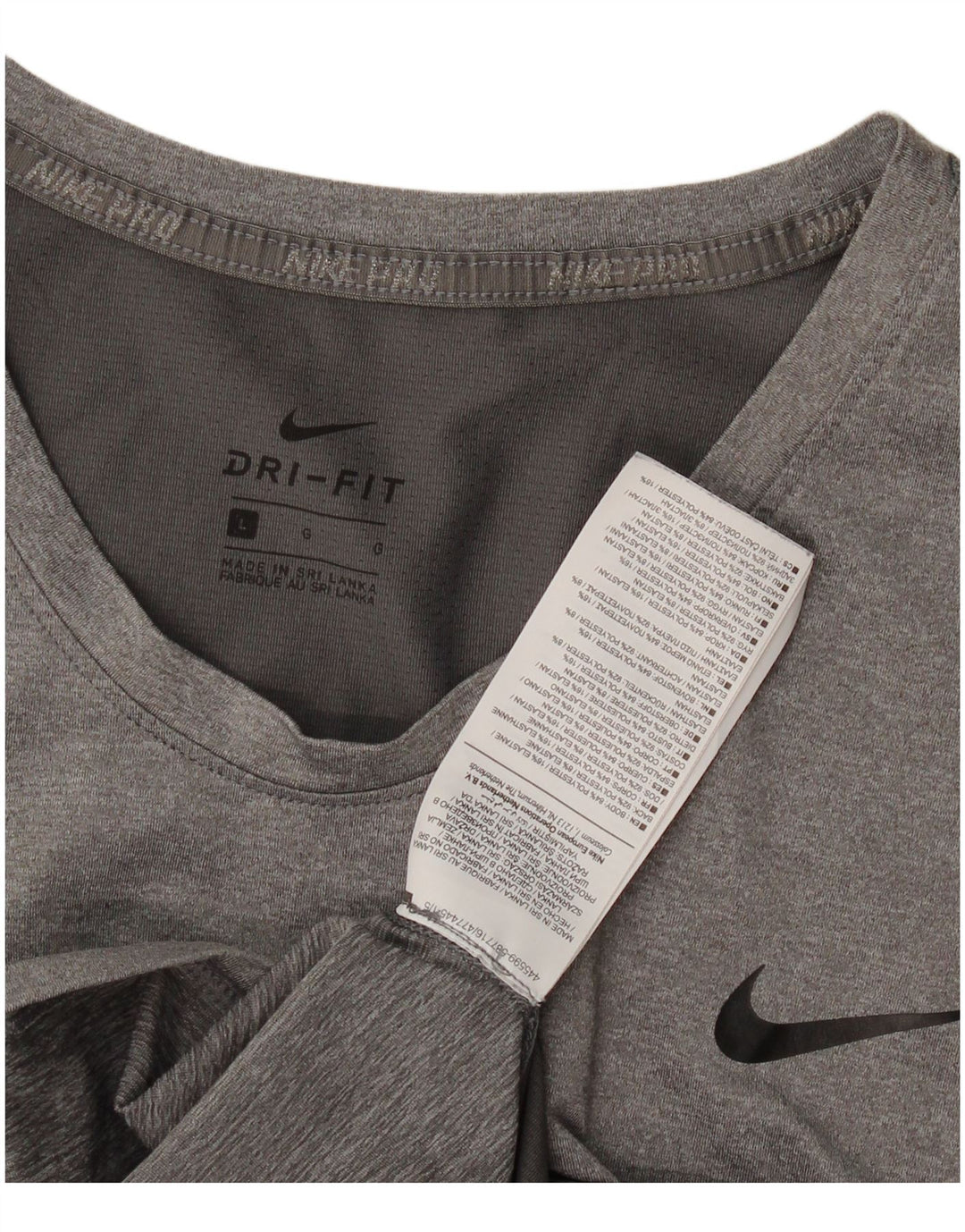 Nike Damen Dri Fit T-Shirt Top UK 14 Large Grau Polyester