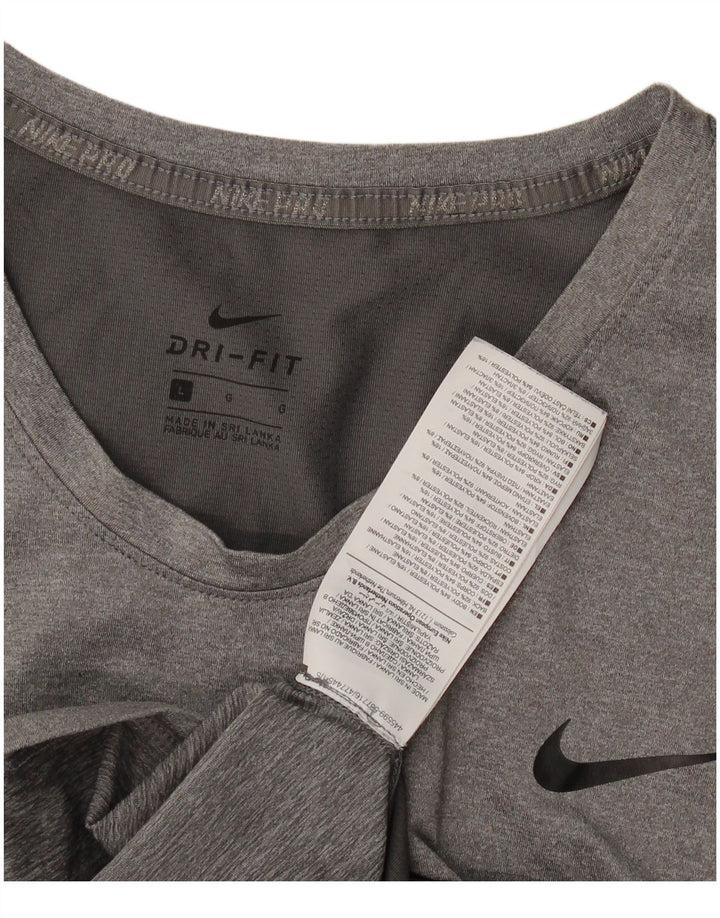Nike Damen Dri Fit T-Shirt Top UK 14 Large Grau Polyester