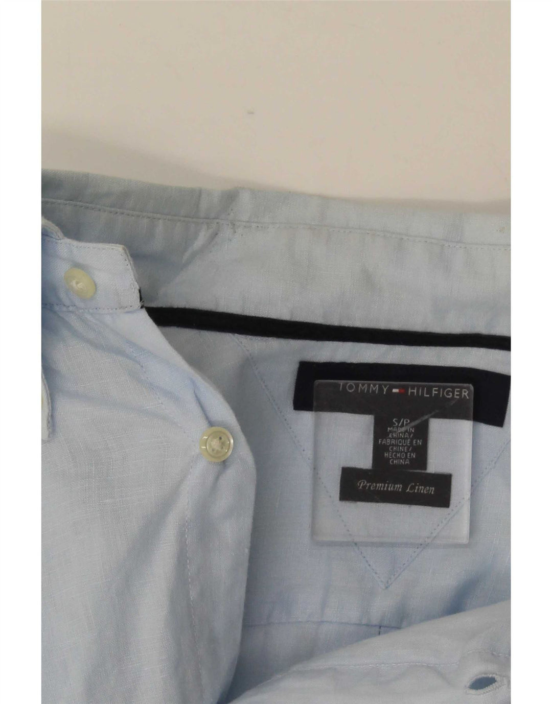 Tommy Hilfiger Herrenhemd Small Blau Leinen