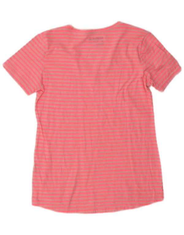 Reebok Damen T-Shirt Top UK 12 Mittelrosa gestreift aus Polyester