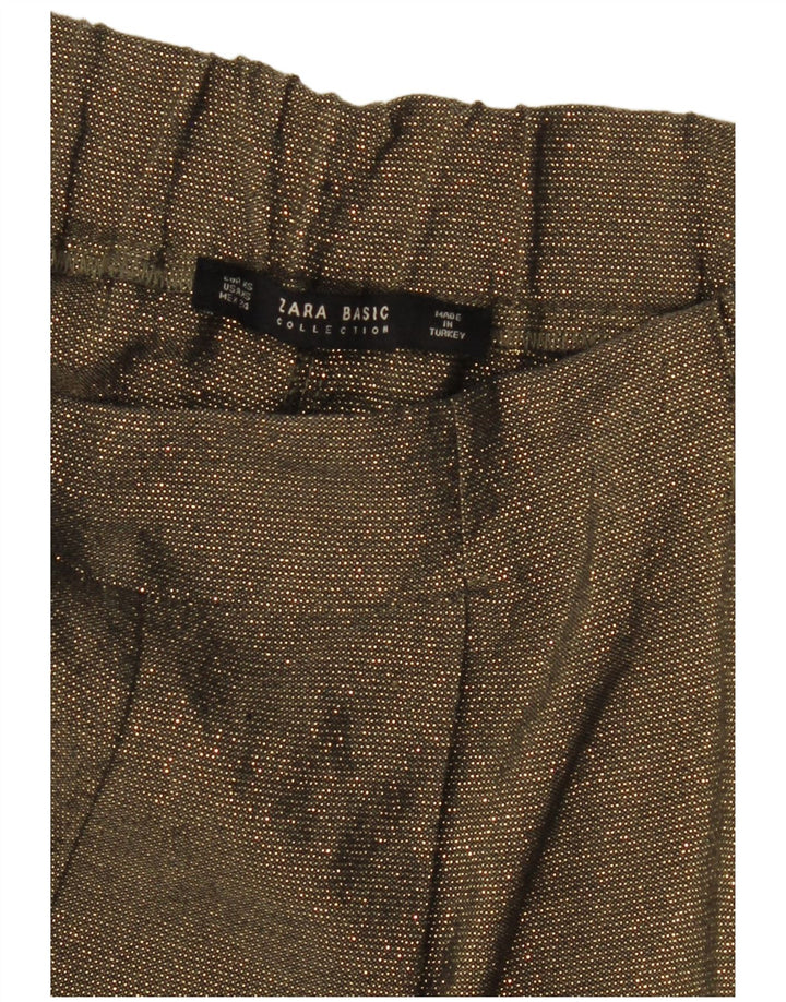 ZARA Damen Caprihose mit hoher Taille und weitem Bein XS W24 Khaki meliert