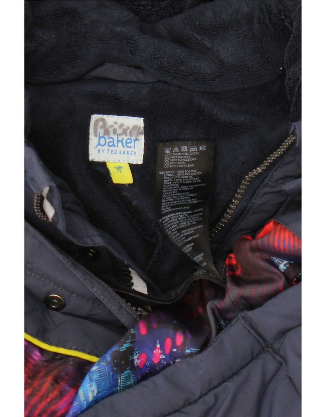 Ted Baker Wattierte Jacke mit Kapuze für Jungen, 6–7 Jahre, marineblaues Nylon