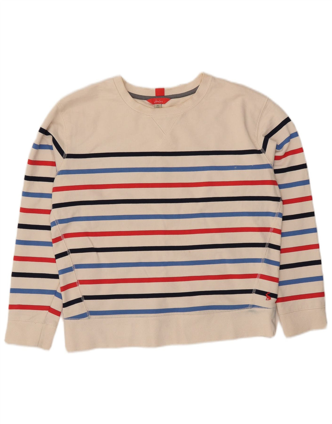 Joules Damen-Sweatshirt-Pullover in Übergröße, UK 8, Größe S, weiß, gestreift, Baumwolle